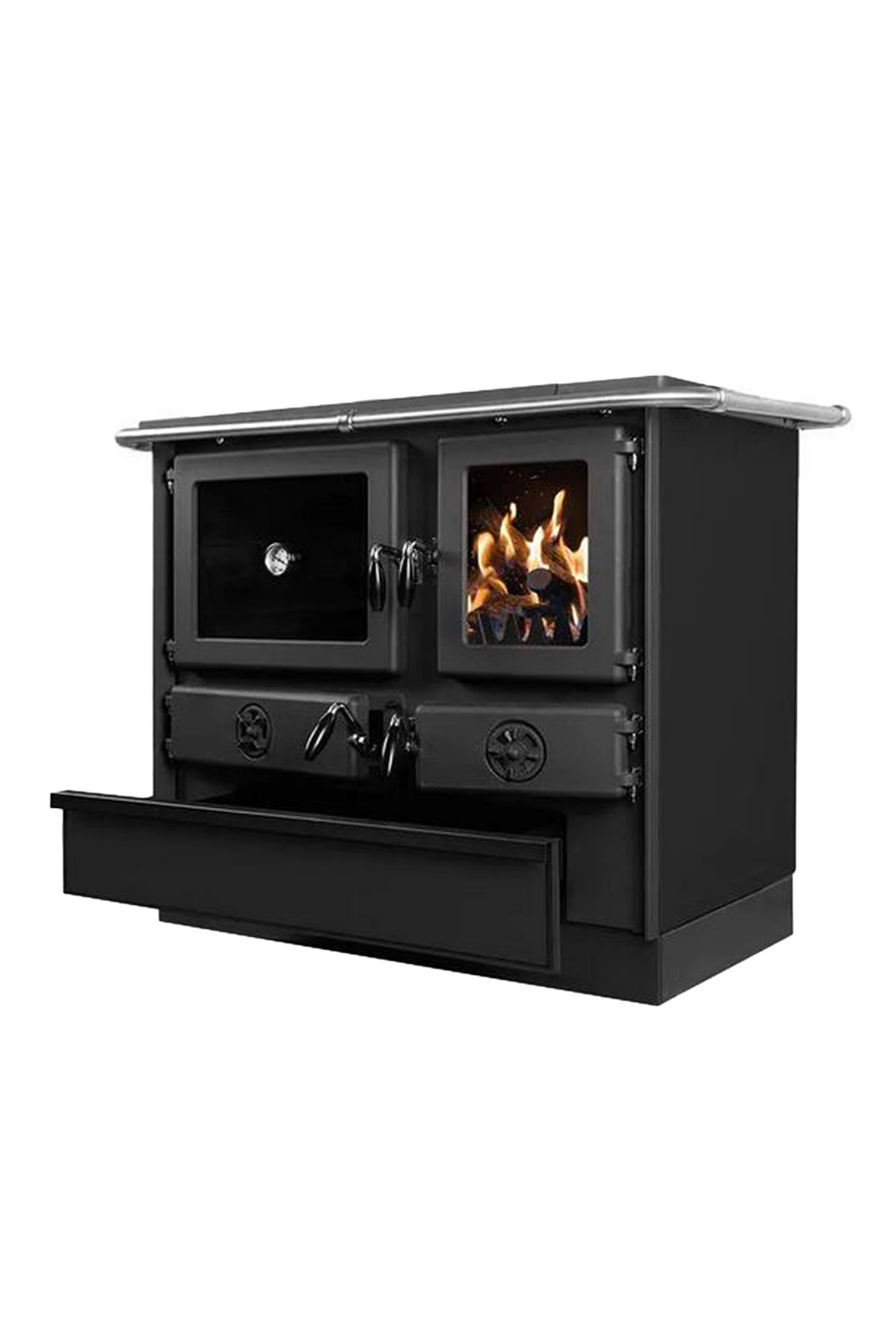 Magnum İthal Kuzine Soba 4D Siyah 9.5 KW Left-Sol