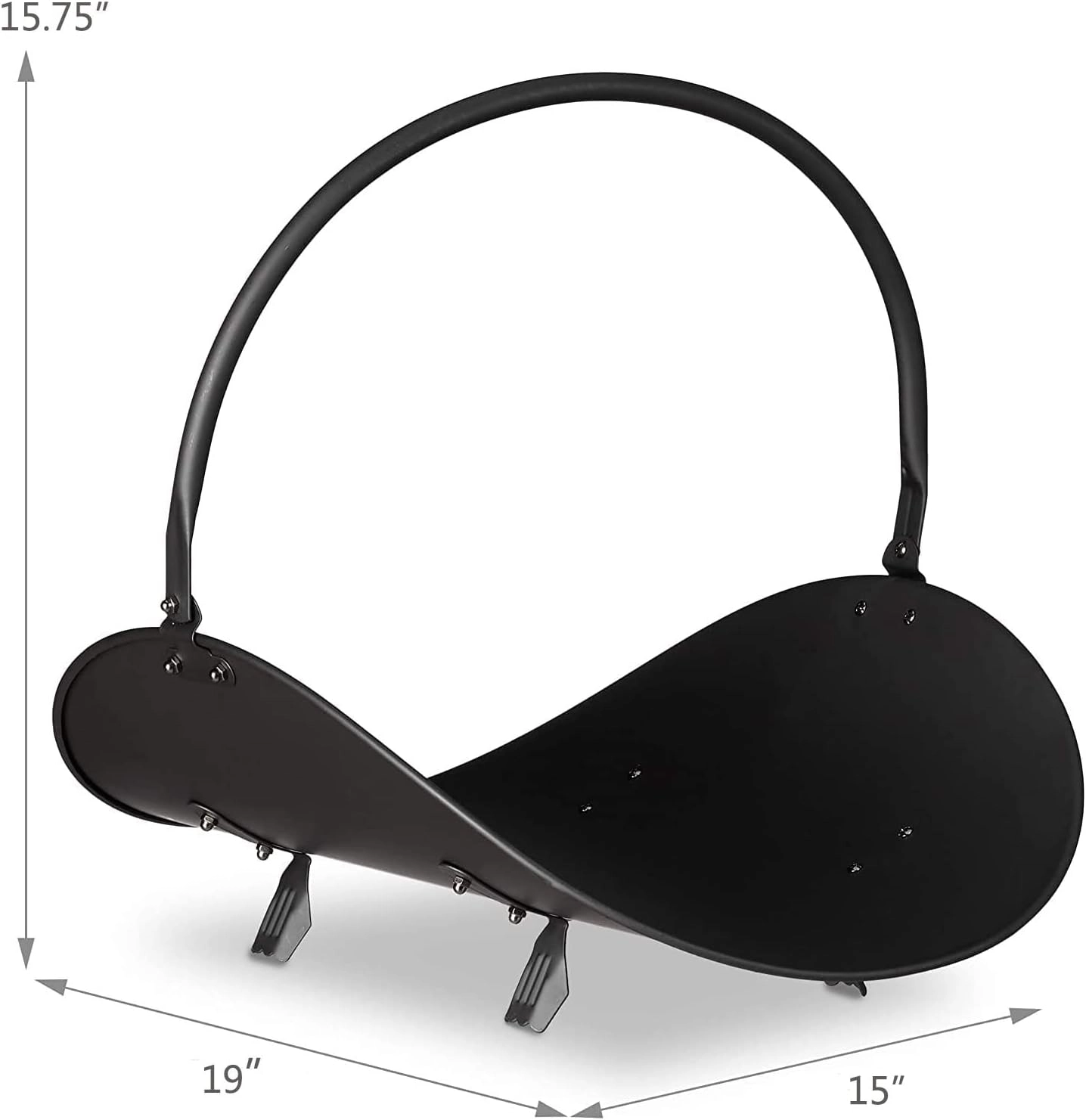 Metal Saplı Şömine Siyah Oval Odunluk Sepeti – 48 × 34 × 35 cm Firewood Basket