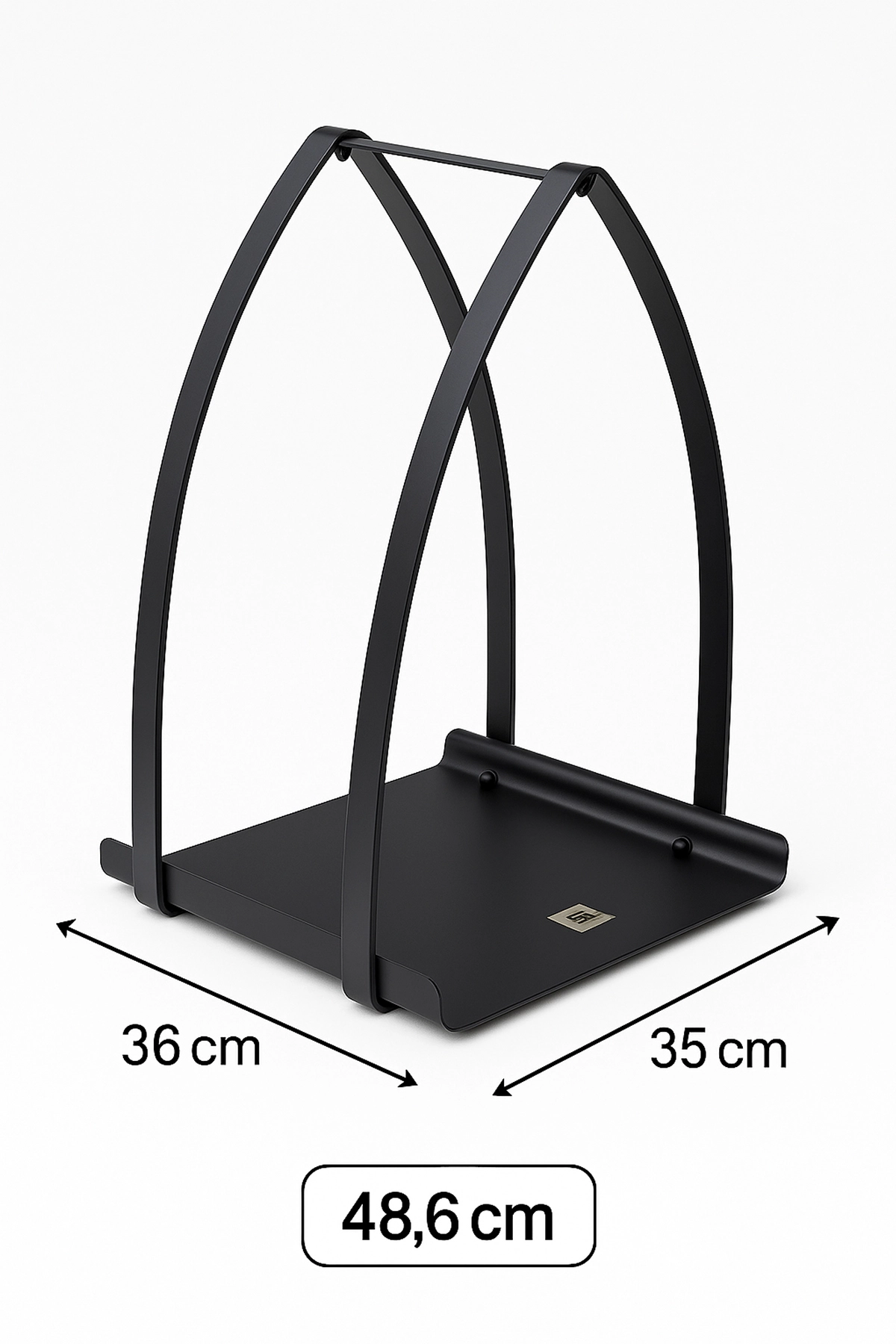 Modern Siyah Taşınabilir Saplı Metal Şömine Odunluk Standı – 36×35×48 cm – Dekoratif ve Dayanıklı