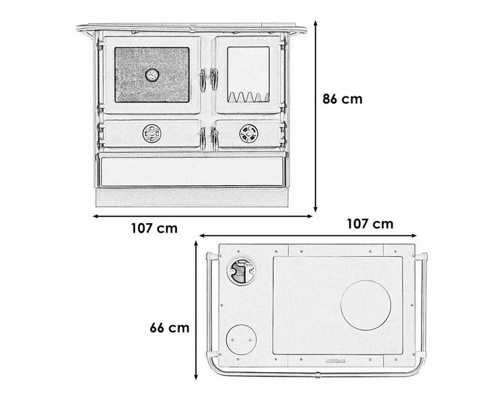 Magnum İthal Kuzine Soba 4D Krem 9.5 KW Left-Sol