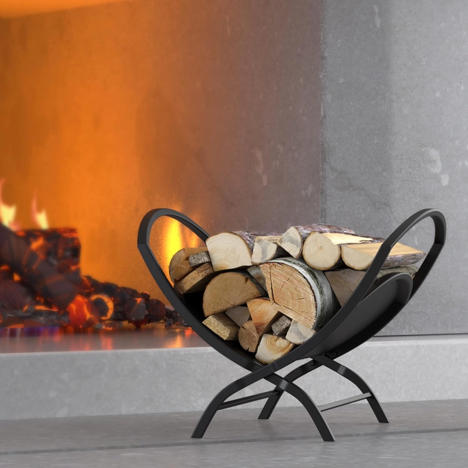 Katlanabilir Metal Şömine Odunluk Stand - Firewood Rack