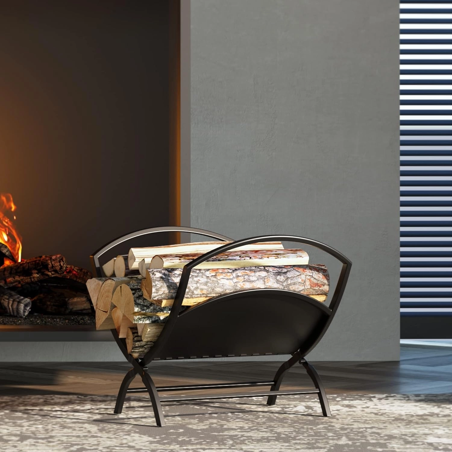 Katlanabilir Metal Şömine Odunluk Stand - Firewood Rack