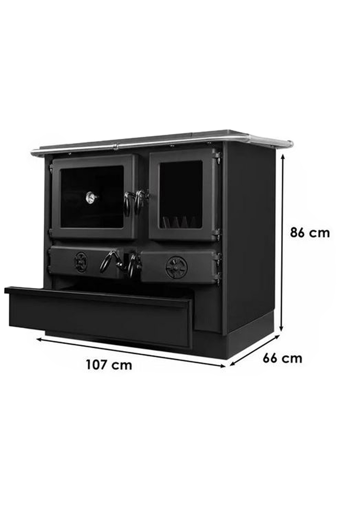 Magnum İthal Kuzine Soba 4D Siyah 9.5 KW Left-Sol
