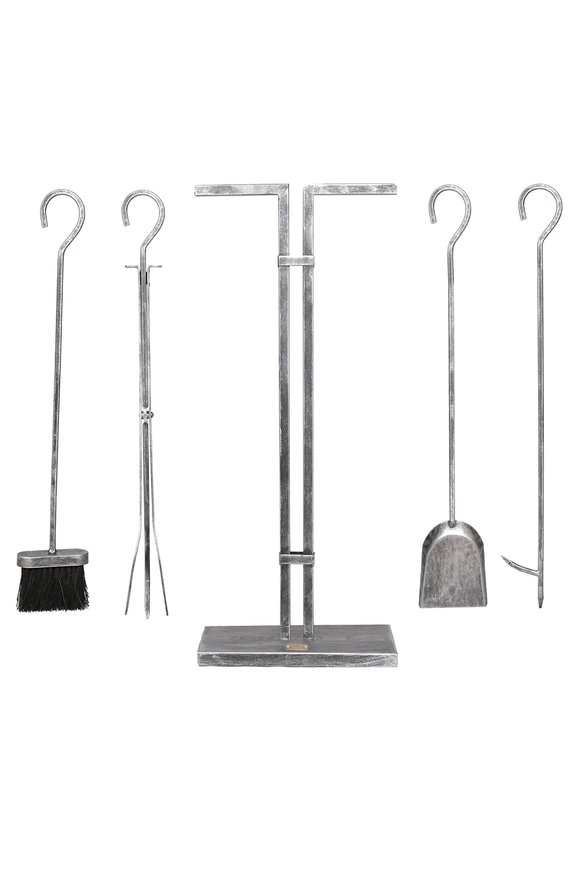 5 Li Lüx Ithal Antik Gümüş Patinalı Şömine-Soba Maşa Takımı Aksesuar Seti -SGS-018