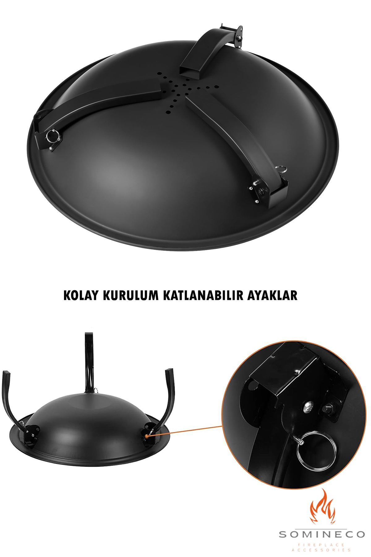 Metal 4 Parça İthal Katlanabilir ve Taşınabilir Ateş Çukuru-Mangal Şömine Bahçe Isıtma Kamp 54 Cm