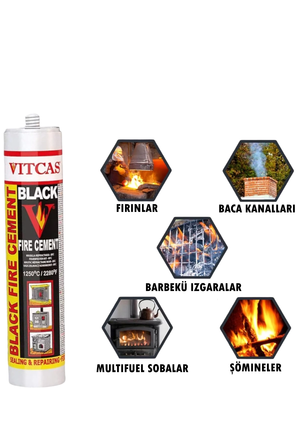 Çok Amaçlı Siyah Ateş Çimentosu 1300 °c Isıya Dayanıklı Yapıştırıcı