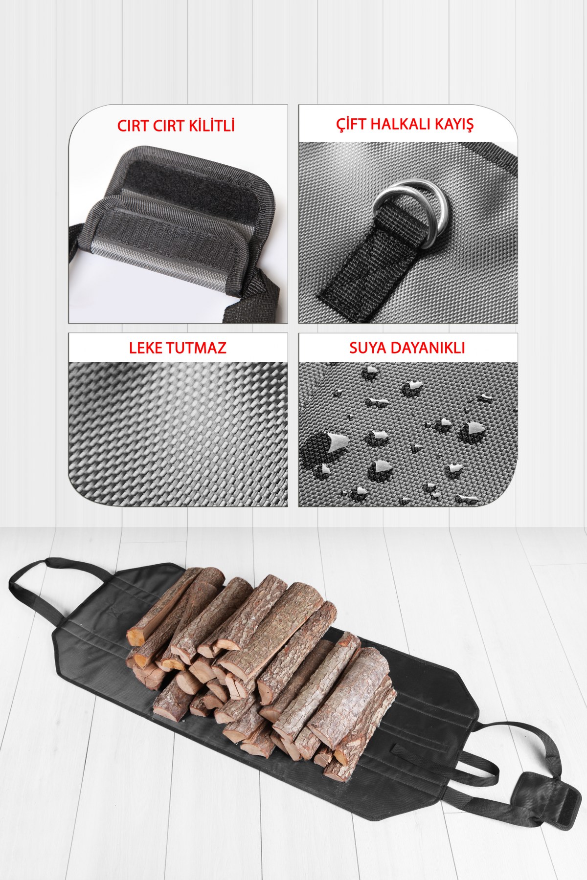  Şömine Odun Taşıma Çantası Suya Dayanıklı Büyük Hacimli
