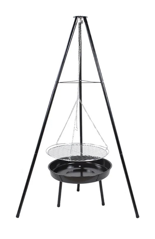 Paslanmaz Çelik Tripod Askılı Katlanır Kömür Barbekü Izgarası - Açık Hava Kullanımı İçin İdeal 23020