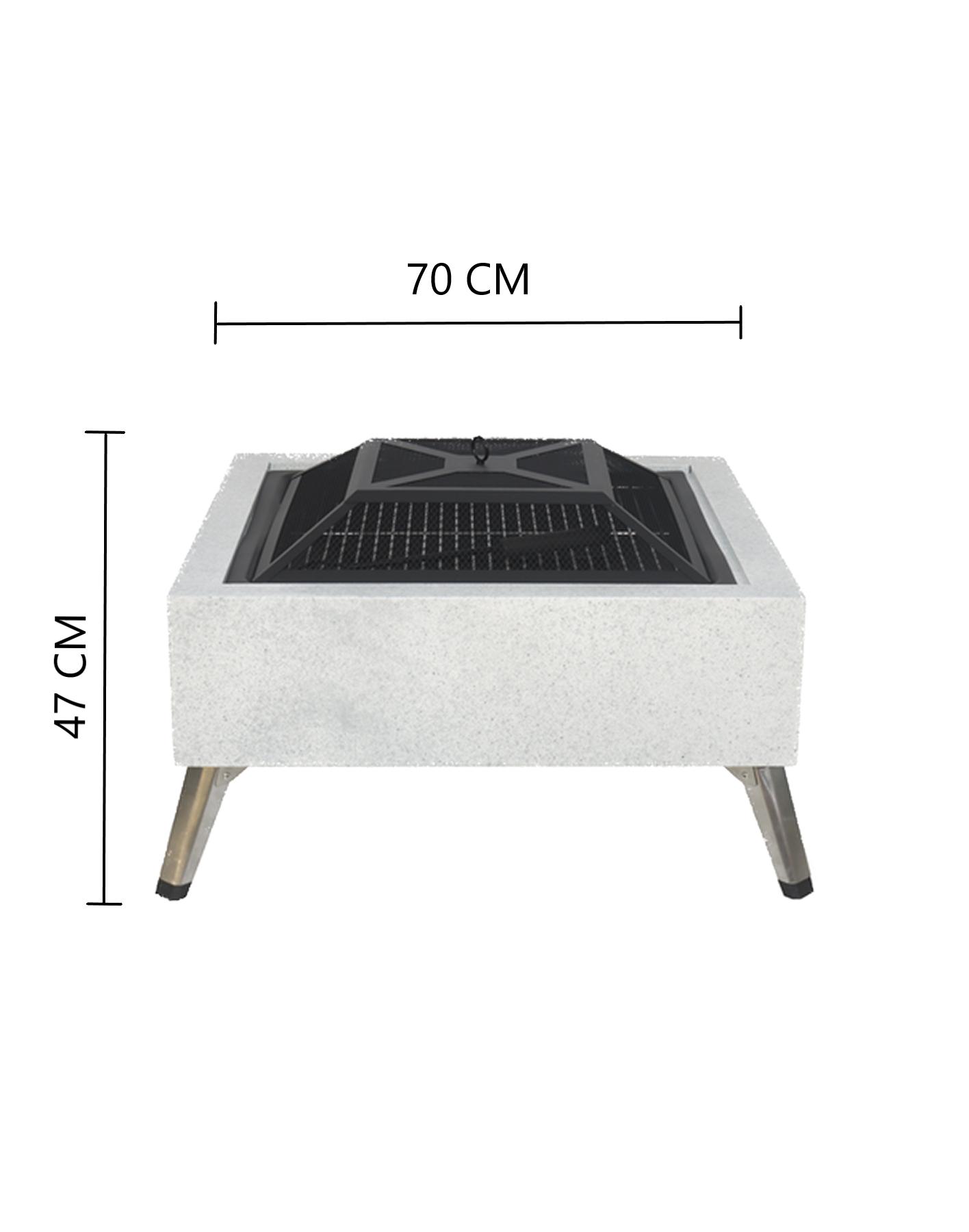  Metal 4 Parça İthal Kare Katlanabilir Ayaklı Ateş Çukuru Mangal Şömine Bahçe Isıtma 70x70 Cm 05127
