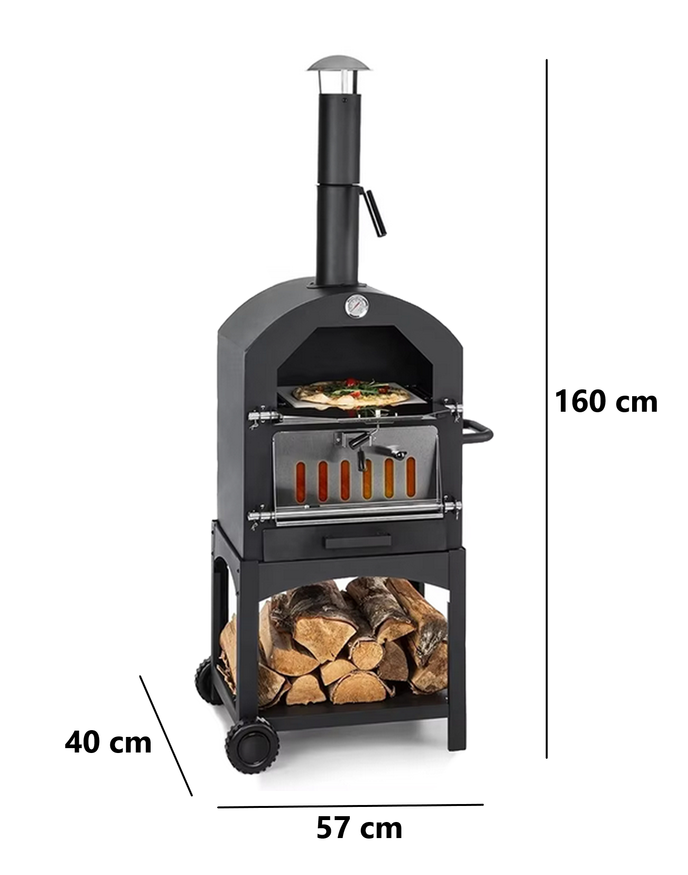 Çok Amaçlı Paslanmaz Çelik Barbekü Krom Kapaklı + Izgaralı Pizza Taşlı -Ekmek-Mangal Fırını 2625S