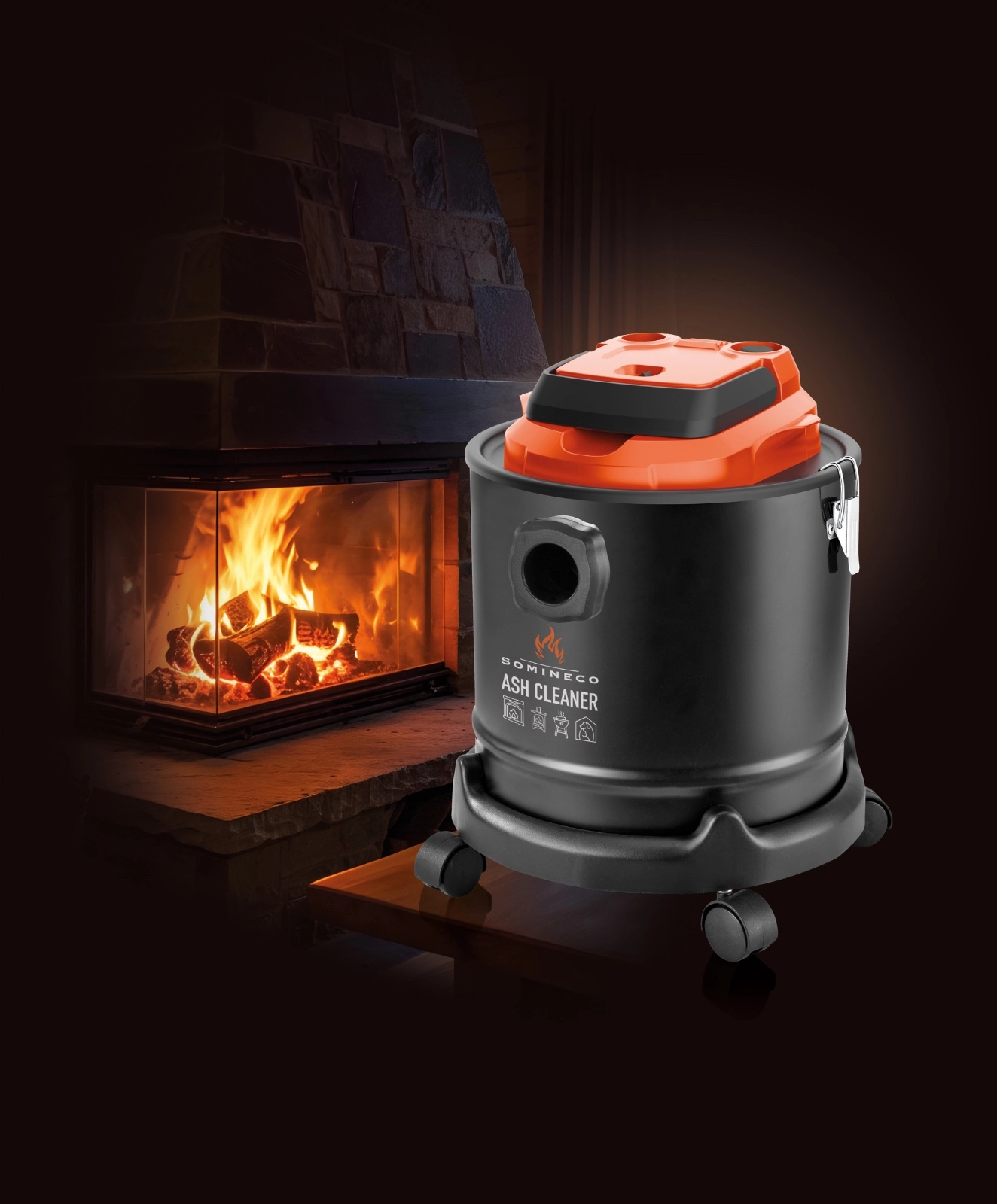 SOMINECO 1200W Çok Amaçlı Elektrikli Kül Temizleme Süpürgesi 18 L Metal Hazne–Şömine & Soba & Mangal