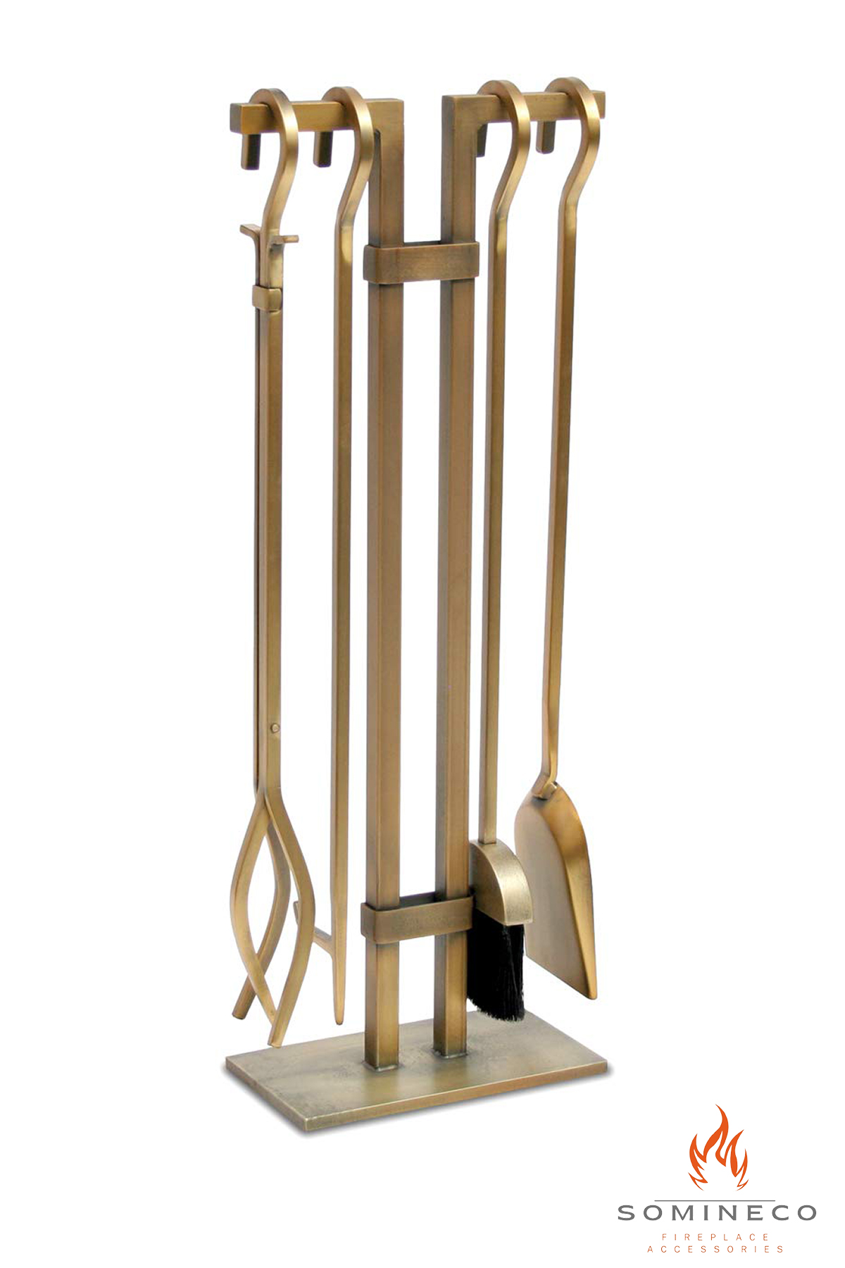 5 Li İthal Antik Gold Patinalı Şömine-Soba Maşa Takımı Aksesuar Seti