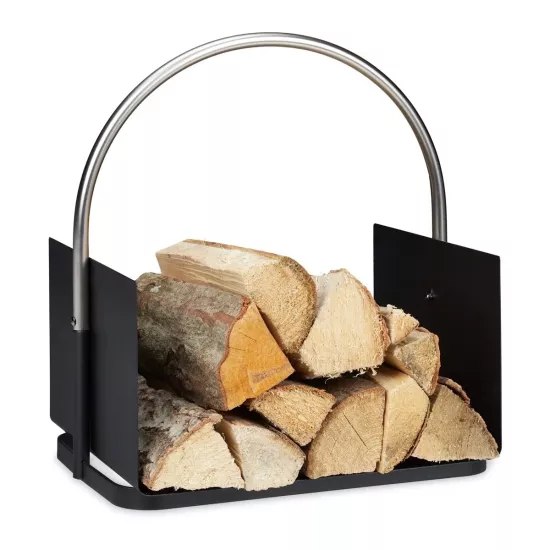  Metal Saplı Gümüş Premium Odunluk Standı-Firewood Rack Basket