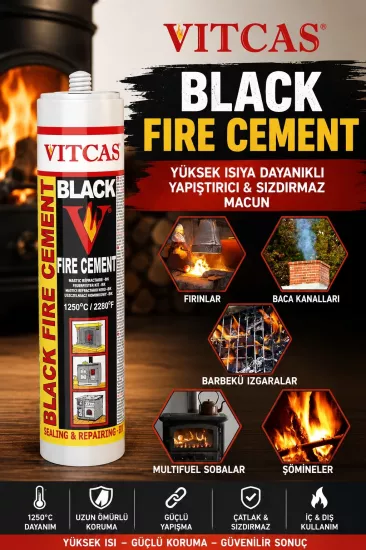 Çok Amaçlı Siyah Ateş Çimentosu 1300 °c Isıya Dayanıklı Yapıştırıcı