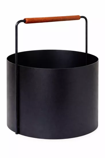  Kızıl Meşe Saplı Odun Metal Şömine Soba Odunluk Sepeti Kovası
