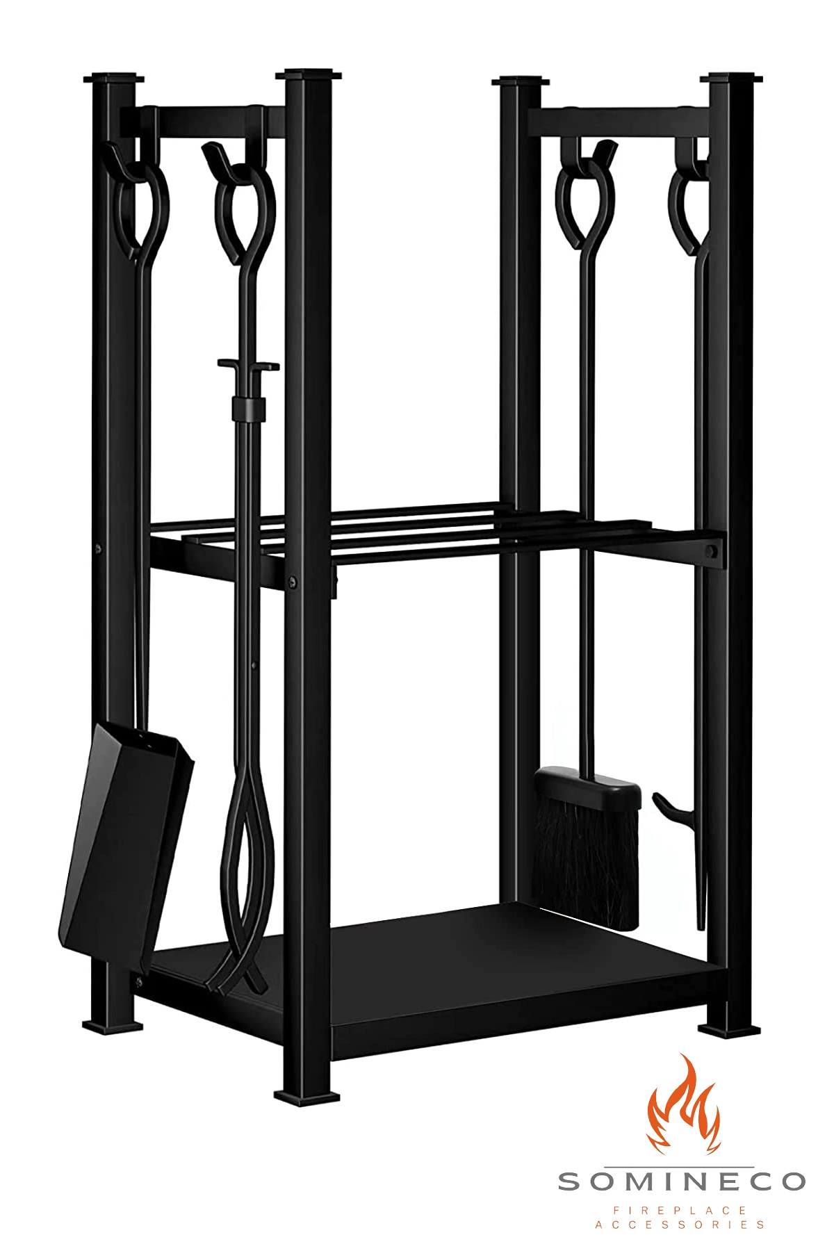 5 Li İthal Metal Raflı Odunluk Raflı Şömine-Soba Maşa Takımı Aksesuar Seti