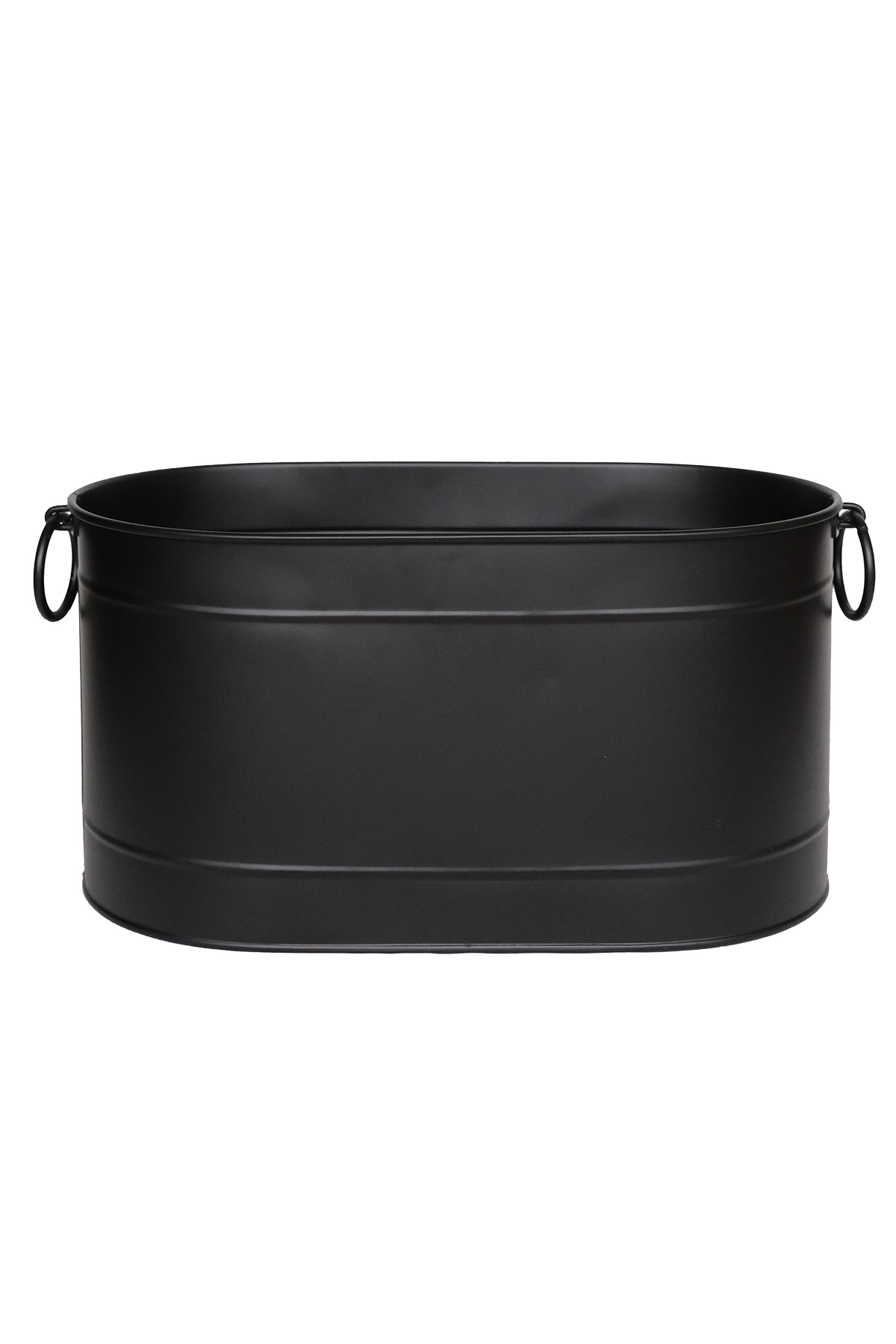 Metal Siyah Uzun Oval Askı Kulplu Tasarım Şömine-Soba Odun Depolama Saklama Kovası 55x35x29 CM